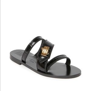 Givenchy Eden Croc-Embossed Leather Slides